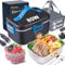 Nifogo Electric Lunch Box for Adults 80W Portable Heated Lunch Box for Men 3 in 1 Portable Food Warmer 230V/12V/24V with 1,8L Removable Stainless Steel Container & Bag(Blue)