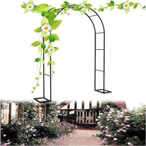 Metal Garden Wedding Arch for Climbing Plants Rose Plant Support Arch with Planter Box and Lattice Frame Perfect for Party Decorations