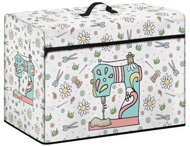 Psesaysky Cartoon-Nähmaschinen-Abdeckung, leicht, wasserdicht, mit elastischem Anschluss und Taschen, einfache Reinigung, einfache Lagerung, Staubschutz