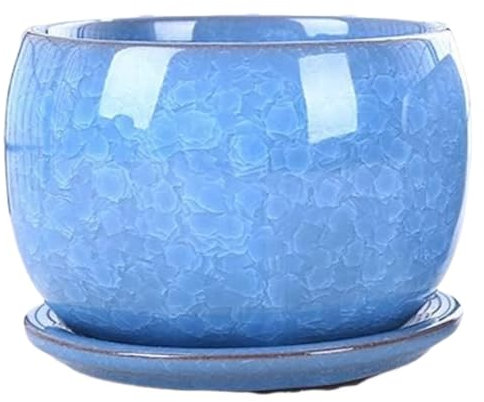 SBCGFY Blumentopf mit Eisriss, Keramik, Sukkulenten-Blumentopf, einfach, mit Tablett, Blumentöpfe für alle Zimmerpflanzen, Blumen, Veilchen, Sukkulenten, Kakteen, Blum(B)