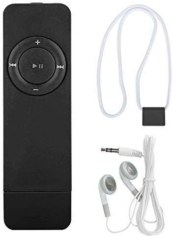 WAONIQ MP3 Player, 32 GB erweiterbar, Schwarz, mit Trageband und 3,5-mm-Kopfhörer