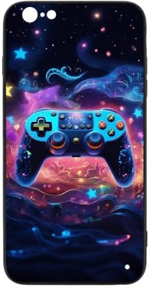 CRIVOTA Hülle Für iPhone 6/6S - Ganz Neues Spiel-Controller-Design, Glas-Rückseite + TPU, Perfekte Passform, Militärstandard Getestet, Natürliches Gefühl, Handyhüllen Für Jungen Mädchen