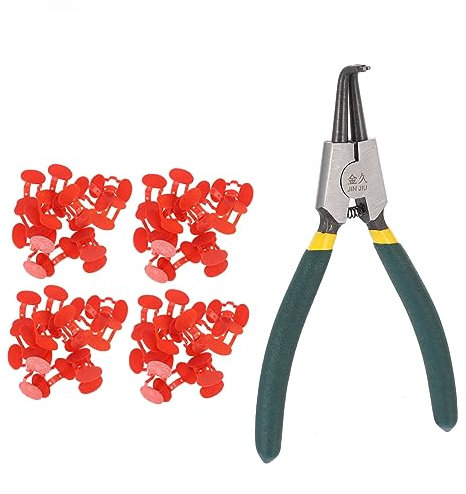 Hemobllo Hühnerbrillen Schutzbrillen Hühnerbrillen Anti Pick Fasanenbrillen Pinless Peepers Mit Zange Geflügel Scheuklappen Zange Legierter Stahl Rot