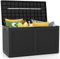 GOPLUS Coffre de Rangement Extérieur Étanche 380 L, Coffre Banc Jardin Exterieur avec 2 Roues, pour Balcon Terrasse, Coussins, Jardinage, Outils, Accessoires, Charge 200KG (Noir,111x56x61-380L)