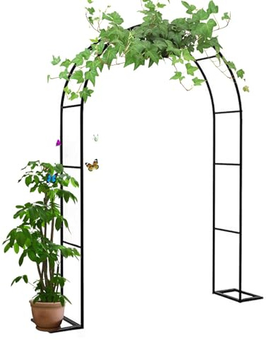 Outdoor Garden Arch Trellis for Climbing Plants - Metal Rose Arbor with Base, Easy Assembly, Available in 120cm, 180cm, 300cm Widths, 220cm & 230cm Heights (200x230cm)