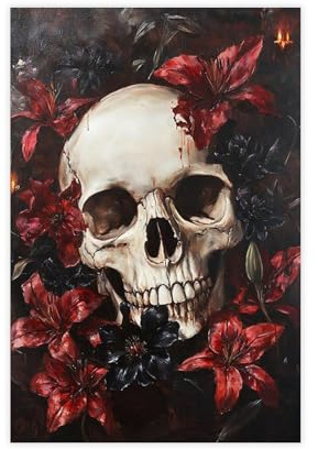 Gotisches Totenkopf-Poster, Leinwand-Poster, Wandkunst, Dekordruck, Gemälde für Wohnzimmer, Schlafzimmer, Dekoration, 30 x 45 cm