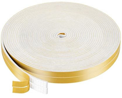 NZNSML 2 Rolls Foam Draught Excluder 12mm(W) x 3mm(T) x 20m(L) White | Draught Excluder Tape for Windows Window Seal Self Adhesive Weather Stripping Draft Tape Anti-Collision for Gaps Doors