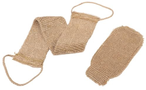 NUOBESTY 2 Stück Peelinghandschuhe und Rückenschrubber aus Natürlichem Sisal Sanfte Hautreinigung Weiches Material für Dusche und Fitnessstudio