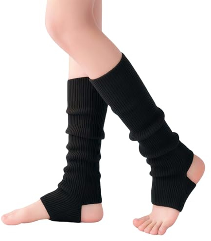 GAZIL Black Knitted Ballet Leg Warmers, One Size Soft Stretch Yoga Dance Socks, Ankle Warmers for Ballet Fitness Dance Gym Winter Warmth, Suitable for Both Girls and Women
