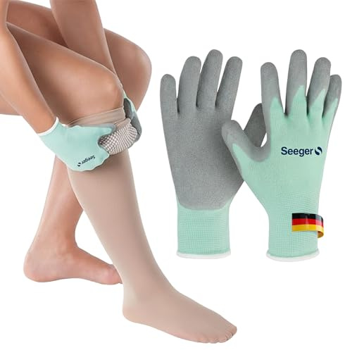 Anziehhandschuhe für Kompressionsstrümpfe – Seeger Spezialhandschuhe als Anziehhilfe, griffige Handschuhe für Kompressionsstrümpfe mit Latex-Beschichtung (Gr.S)