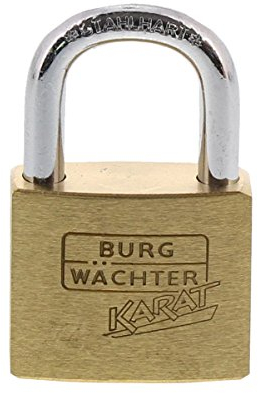 Burg-Wächter Vorhangschloss, mit 2 Schlüsseln, 5 mm Bügelstärke, massives Messingschloss, Kneifschutz, Gehärtet, Karat 217 30 SB