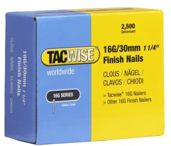 TACWISE 0293 Clavos de Acabado Galvanizados Tipo 16G / 30 mm, Paquete de 2500