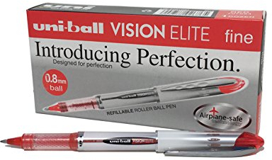 uni-ball 707554000 UB-200 Visionlite Medium Kugelschreiber, Uni Super-Tinte, fälschungssicher, 0.8 mm Kugel, 12 Stück rot