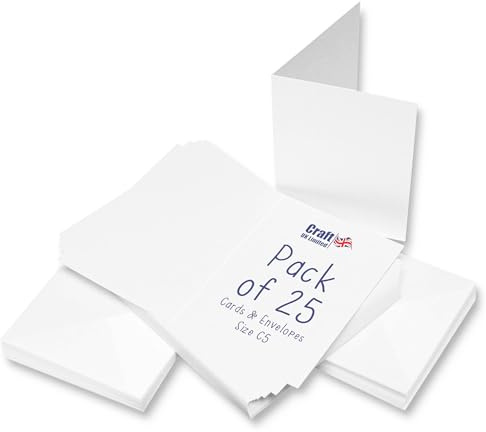Crafts UK 25 Karten und Briefumschläge, Weiß, C5