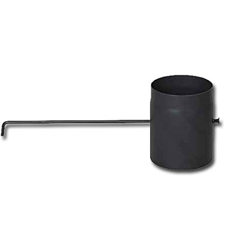 Tubo de humos con válvula de mariposa, largo, 200 mm, 250 mm, color negro