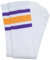 Skater-Socken, kniehohe Schlauchsocken, 55,9 cm, Weiß/Lila-Gold, Streifen, Stil 3, 18 Years