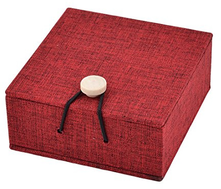 Sourcingmap Wooden Birthday Bracelet Jewelry Gift Display Holder Box 10.5 x 10cm Burgundy