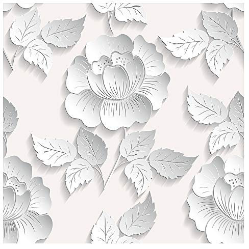 murando Vlies Tapete 3D Effekt - Deko Panel Fototapete Wanddeko 10 m Tapetenrolle Mustertapete Wandtapete modern design Dekoration - Illuison Blumen weiß b-B-0315-j-a