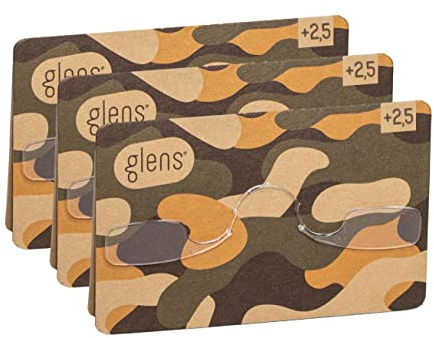 glens Mini Unisex Lesebrille | +1.5, +2.0, +2.5, +3.0 Packung mit 3 rutschfesten Lesebrillen für Herren und Damen (3 Pack Military, Stärke +2.5)