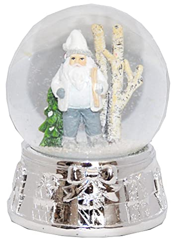 Minium Collection 20074 Schneekugel Weihnachtsmann Santa mit Weihnachtsbaum, Winter Wonderland Weihnachten Sockel mit Spieluhr Durchmesser 100mm