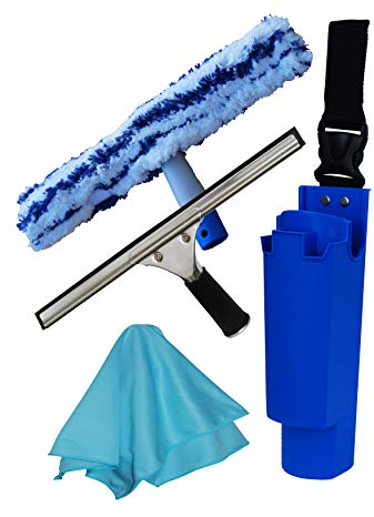 10 Window Cleaning Equipment Set (Bucket On A Belt, Washer, Squeegee Wiper, Large Cloth)
