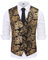 Allthemen Weste Herren Westen Gilet Jacquard Anzugweste für Hochzeit und Party Gold XL