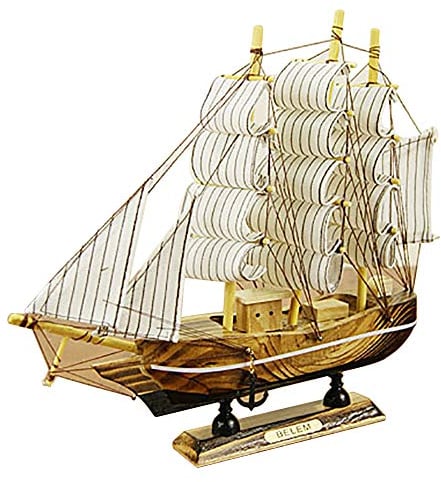 Comtervi Segelboot Maritimes Deko Segelschiff aus Holz, Fischerboot Holz Segel Segelschiff Modell 24 * 6 * 24cm