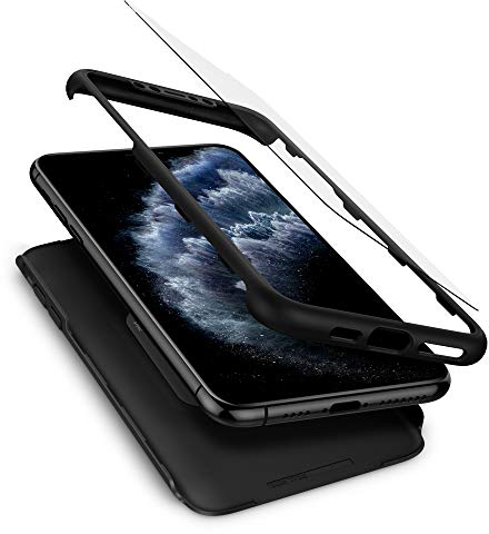 Spigen iPhone 11 Pro Max Case [Thin Fit 360] Full Body Protection with Tempered Glass Perfect Adhesion Compatible with iPhone 11 Pro Max - Black