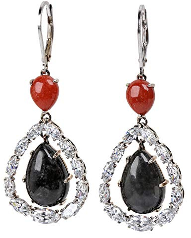 Jade of Yesteryear Ohrhänger aus echt Silber 925 oxidiert vintage-look Jade schwarz und orange für Damen
