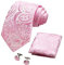 CANGRON Homme Cravate Paisley Rose Cravate avec Boutons de Manchette Pochette + Coffret DLSP8FS