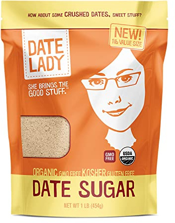 Date Lady Organic Date Sugar, 1 lb | Vegan, Paleo, Gluten Free & Kosher | Alternative Sweetener for Baking | Will Not Dissolve in Coffee (1 Bag)