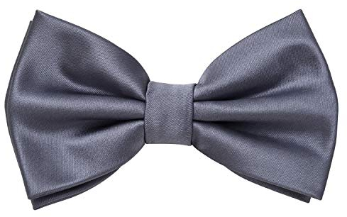 MASADA Herren Fliege Grau Seidenlook, stufenlos verstellbar, handgefertigt, Hakenverschluss - 12 x 6 cm 100% Polyester