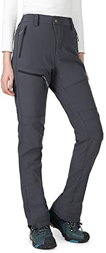 Wespornow Damen Wanderhose Wasserdicht Thermohose Gefüttert Outdoorhose Softshellhose Skihose Warm Ski Pants Women Schneehose Kletterhose Jagdhose Trekkinghose Winter Regenhose（Grau,XXL）