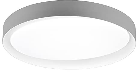 Reality Leuchten LED Deckenleuchte Zeta R62712411, Kunststoff grau oder weiß, inkl. 24 Watt LED, Fernbedienung