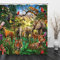 PUEENOD Tropischer Regenwald-Duschvorhang Tiere Duschvorhang Safari Duschvorhang Dschungel Giraffe Löwe Leopard Flamingo Affe Zebra Elefant Kinder Vorhang-Sets 177,8 x 177,8 cm mit Haken (Farbe 2)