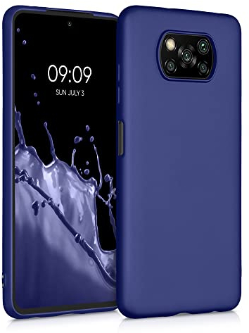 kwmobile Case kompatibel mit Xiaomi Poco X3 NFC/Poco X3 Pro Hülle - Schutzhülle aus Silikon metallisch schimmernd - Handyhülle Metallic Dunkelblau