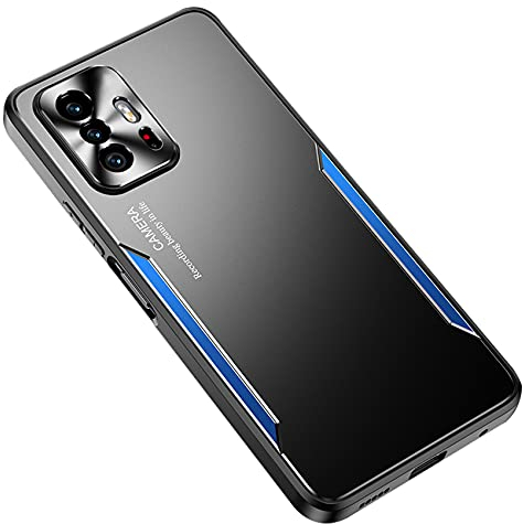 ESTH® Handyhülle für Xiaomi 11T/11T Pro Hybrid Rüstung Aluminium Metall Stoßfester Bumper Cover Soft Silikon Militär Heavy Duty Case für Xiaomi 11T/11T Pro, Blau