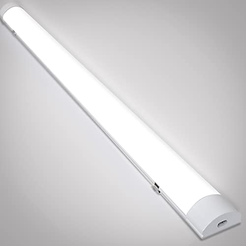 Tubiaz 18W Led Feuchtraumleuchte 60CM Led Röhre Verknüpfbar Werkstattlampe IP65 Wasserfest Deckenleuchte LED Kellerlampe Neutralweiß 1530LM für Feuchtraum Garage Werkstatt Büro Warenhaus Küche