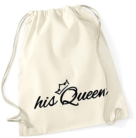 Huuraa Rucksack his Queen Krone Geschenk 12 Liter Natural Baumwolle his Queen Accessoire