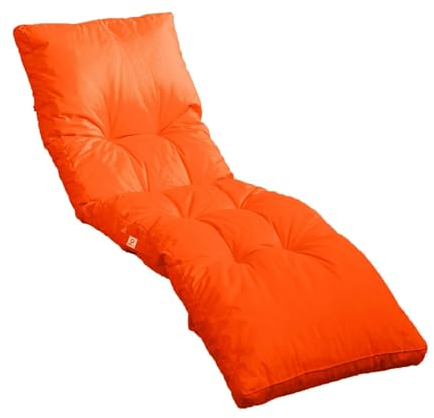 deco arts Coussin Bain de Soleil - Coussins Rectangulaires pour Chaise Longue - Coussin Capitonné avec Traitement Déperlant et Poignées de Transport - Certifié Oeko-TEX - 185x55 cm, Orange