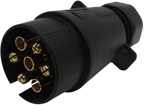 HISports Anhänger Stecker 7 Polig, 12V Wasserdicht Anhängerstecker 7 Polige für Pkw Abschleppwagen Anhänger Lastwagen LKW Wohnwagen Wohnmobil 7 Pin Stecker Adapter N-Typ Anhängeranschluss