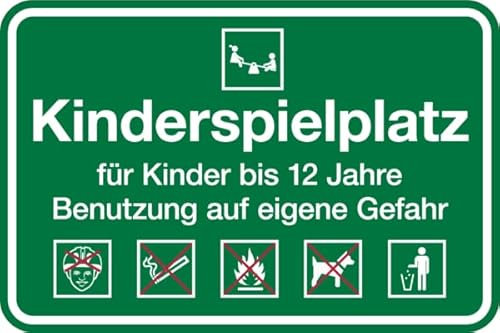 Dreifke® Hinweisschild, Spielplatzschild, Kinderspielplatz bis 12 Jahre, 400 x 600 mm, Aluverbund 1 Stk.