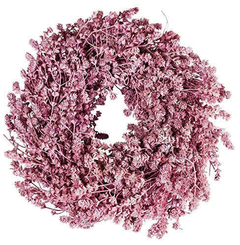 matches21 Hübscher Türkranz Leinenkraut Blumenkranz Wandkranz Tischkranz Trockenblumen 1 STK Ø 25 cm in Hellrosa