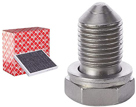 febi bilstein 21318 Aktivkohlefilter/Innenraumfilter, 1 Stück & 48871 Ölablassschraube mit Dichtring, 1 Stück