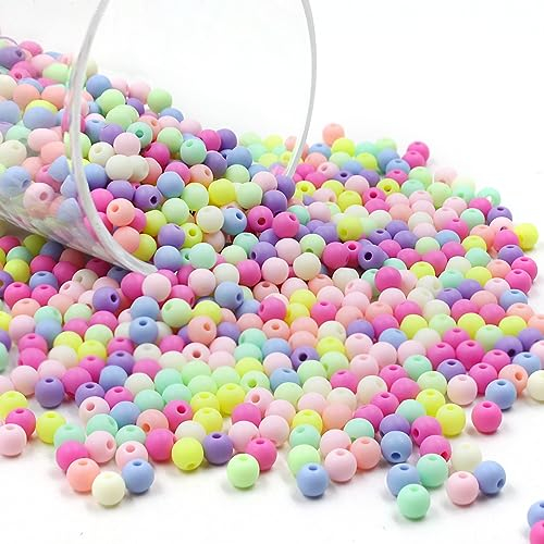 Bunte Perlen zum Auffädeln ca. 1500 Stück, Acrylperlen 6mm mit Loch Runde, Perlen zum Auffädeln Kinder und Erwachsene, Bastelperlen für DIY Armbänder, Schmuckherstellung, Halsketten, Basteln