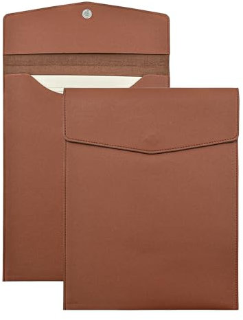 VANRA 1 Stück PU Leder Aktenordner Vertikal A4 Dokumentenhalter Aktenumschlag Wasserdicht Leder Portfolio Etui Aktenordner Organizer für Briefgröße mit Magnetknopf Verschluss (Braun)