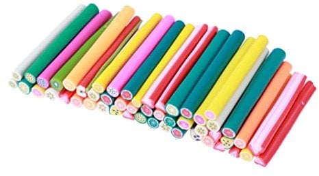 minkissy Claycanes Nail Art Stickers 50pcs 5x50mm Fruit Style Polymer Rods for Diy Manicure Nail Decoration Supplies