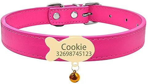 SARUEL Cat Collar Bell Custom Nameplate Cat Collar Personalized ID Name Tag Cat Collar Pet Kitten Cat Collar Necklace,Gold-Rose Red,XXS(16cm-21cm)