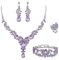 EVER FAITH 4 Stück Schmucksets für Damen Party Hochzeit Braut Strass Kristall floralen Welle Teardrop Halskette baumeln Ohrringe Armband Ring Set Hellviolett Silber-Ton
