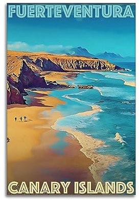 YBHF Vintage-Reiseposter Fuerteventura Kanarische Inseln, Wandkunstdruck, Retro-Ästhetik, Raumdekoration, Bürodekoration, 30 x 45 cm, ungerahmt